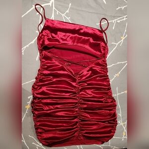 Satin Ruched Mini Dress